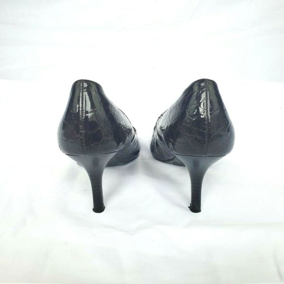 Merona Dark Brown Shoes Faux Crocodile Skin Sz 7.5 - Picture 3 of 8